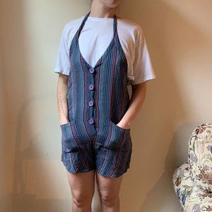 Striped halter romper